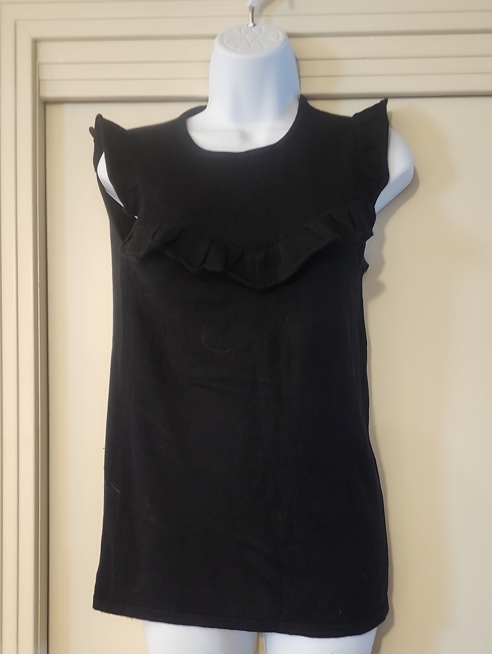 Banana Republic Black Knit Top with Subtle Ruffle Detail